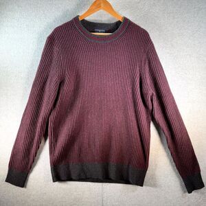 Brooks Brothers Sweater Men's Large Maroon Ribbed Wool Crew Neck Pullover Casual